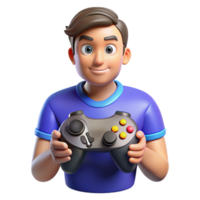 striking unforgettable Gamer with a controller, NO BACKGROUND with Transparent Background. png