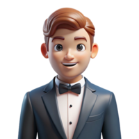 magnificent energetic geometric Groom in a tuxedo, NO BACKGROUND with Transparent Background. 4K png