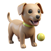 nostalgic beautiful Dog with a tennis ball, NO BACKGROUND with Transparent Background. ultra HD png