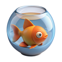 romantic striking Goldfish in a bowl just the fish, NO BACKGROUND with Transparent Background. 4K png