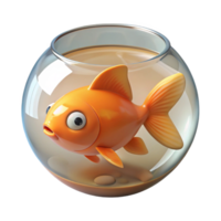 glorious calm futuristic Goldfish in a bowl just the fish, NO BACKGROUND with Transparent Background. museum quality png