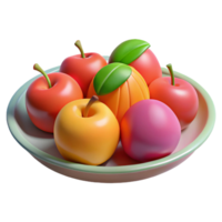 magnificent artistic Plate of fresh fruit, NO BACKGROUND with Transparent Background. authentic png