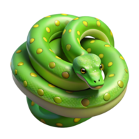 radiant dreamy organic A slithering green tree python, coiled. NO BACKGROUND with Transparent Background. 8K png