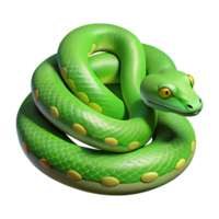 unparalleled avant-garde A slithering green tree python, coiled. NO BACKGROUND with Transparent Background. high resolution png