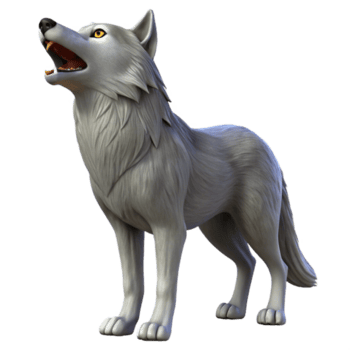 fascinerande victorian en ylande grå Varg, vänd fram. Nej bakgrund med transparent bakgrund. skarp png