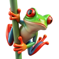 vibrant retro A red-eyed tree frog, clinging. NO BACKGROUND with Transparent Background. expertly shot png