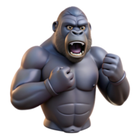 tranquil stunning A gorilla, beating its chest. NO BACKGROUND with Transparent Background. studio quality png