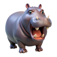 magnificent harmonious artistic A hippopotamus, mouth open. NO BACKGROUND with Transparent Background. artisan png