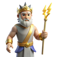wonderful intense rustic Zeus, king of the gods, holding a lightning bolt. NO BACKGROUND with Transparent Background. original png