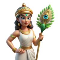 mesmerizing joyful art deco Hera, queen of the gods, with a peacock feather. NO BACKGROUND with Transparent Background. flawless png
