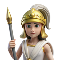 majestic unparalleled Athena, goddess of wisdom, wearing a helmet and holding a spear. NO BACKGROUND with Transparent Background. png