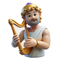 sumptuous notable Apollo, god of music and poetry, playing a lyre. NO BACKGROUND with Transparent Background. png