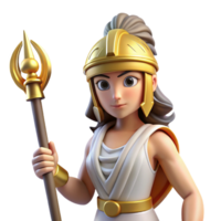 timeless bohemian Athena, goddess of wisdom, wearing a helmet and holding a spear. NO BACKGROUND with Transparent Background. top-tier png