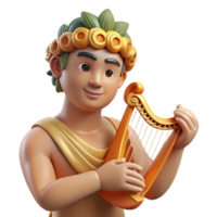 fascinating mysterious victorian Apollo, god of music and poetry, playing a lyre. NO BACKGROUND with Transparent Background. original png