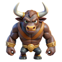 reflective immaculate A fierce Minotaur. NO BACKGROUND with Transparent Background. expertly shot png