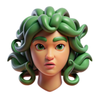 tranquil dazzling Medusa's head with snakes for hair. NO BACKGROUND with Transparent Background. exclusive png