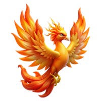 joyful hypnotic A majestic Phoenix engulfed in flames. NO BACKGROUND with Transparent Background. expertly shot png