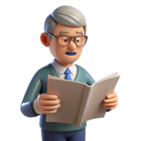 fascinating memorable Senior man reading a newspaper just the man, NO BACKGROUND with Transparent Background. png