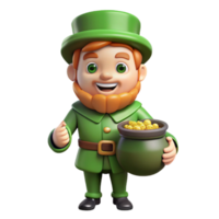 pristine dreamy elegant A Leprechaun with a pot of gold. NO BACKGROUND with Transparent Background. professional png