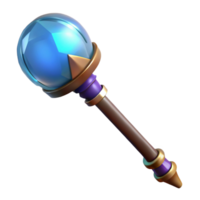 quintessential artistic A wizard's staff topped with a glowing crystal orb, NO BACKGROUND with Transparent Background. high resolution png