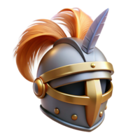 quintessential mid-century A knight's helmet, adorned with feathers, NO BACKGROUND with Transparent Background. authentic png