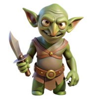 inspired organic A realistic goblin, holding a rusty dagger, NO BACKGROUND with Transparent Background. 8K png