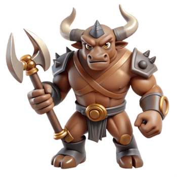 inigualável urbano uma temível Minotauro, segurando uma de duas cabeças Machado, não fundo com transparente fundo. perfeito clareza png