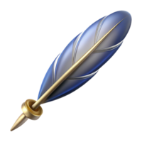 immaculate mysterious rustic A single, elegant feather pen, NO BACKGROUND with Transparent Background. premium png