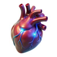 majestic joyful modern A detailed, anatomical heart, glowing with magic, NO BACKGROUND with Transparent Background. crisp png