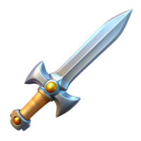 remarkable creative A single, gleaming silver sword, ornate hilt. NO BACKGROUND with Transparent Background. expertly shot png