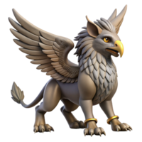 pristine futuristic A majestic griffin, wings outstretched, talons sharp. NO BACKGROUND with Transparent Background. sharp png