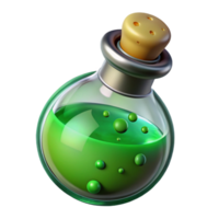 splendid surreal A magical potion bottle, filled with bubbling green liquid. NO BACKGROUND with Transparent Background. masterfully captured png