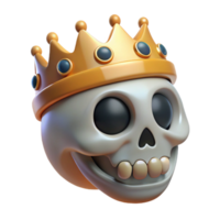 peaceful sumptuous A grinning skull, wearing a jeweled crown. NO BACKGROUND with Transparent Background. authentic png
