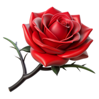 passionate enchanting A single, blood-red rose, with thorns of black iron. NO BACKGROUND with Transparent Background. high resolution png