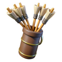 serene distinguished A quiver full of arrows, fletched with eagle feathers. NO BACKGROUND with Transparent Background. png