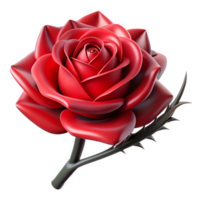 nostalgic exquisite A single, blood-red rose, with thorns of black iron. NO BACKGROUND with Transparent Background. gallery standard png