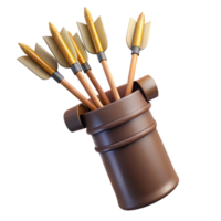 signature art deco A quiver full of arrows, fletched with eagle feathers. NO BACKGROUND with Transparent Background. refined png