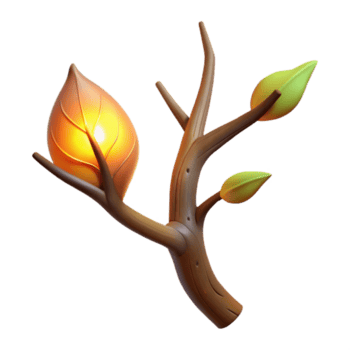 espiègle immaculé une seul, flétri arbre bifurquer, agrippant une Célibataire embrasé feuille. non Contexte avec transparent Contexte. haute résolution png