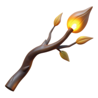 splendid renaissance A single, withered tree branch, clutching a single glowing leaf. NO BACKGROUND with Transparent Background. impeccable png