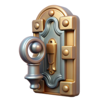 nostalgic beautiful Art Nouveau building door hardware, NO BACKGROUND with Transparent Background. premium png