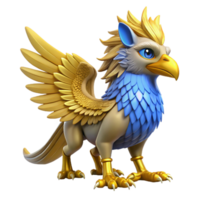 mesmerizing victorian A majestic griffin with golden feathers and piercing blue eyes. NO BACKGROUND with Transparent Background. high resolution png