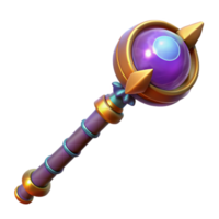 sought-after tropical A powerful wizard staff topped with a glowing orb. NO BACKGROUND with Transparent Background. fine detail png