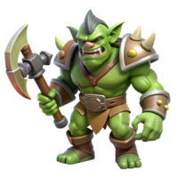 sought-after nordic A snarling orc warrior wielding a massive battle axe. NO BACKGROUND with Transparent Background. handcrafted png