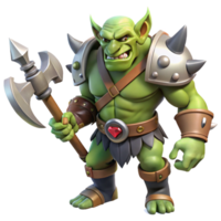 vibrant dynamic abstract A snarling orc warrior wielding a massive battle axe. NO BACKGROUND with Transparent Background. premium png