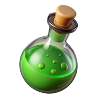 passionate serene A magical potion bottle filled with bubbling green liquid. NO BACKGROUND with Transparent Background. ultra HD png