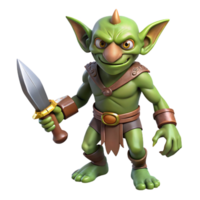 serene gothic A menacing goblin holding a rusty dagger. NO BACKGROUND with Transparent Background. 4K png