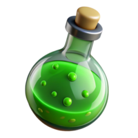romantic exquisite A magical potion bottle filled with bubbling green liquid. NO BACKGROUND with Transparent Background. high resolution png