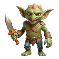romantic enchanting A menacing goblin holding a rusty dagger. NO BACKGROUND with Transparent Background. top-tier png