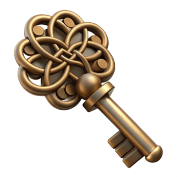 esplêndido assinatura uma detalhado, Antiguidade chave com intrincado céltico trabalho com nós. não fundo com transparente fundo. png