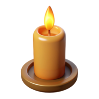 memorable rustic A single, burning candle with a flickering flame. NO BACKGROUND with Transparent Background. masterfully captured png